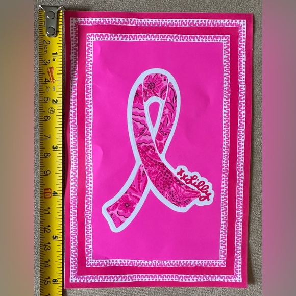Lilly Pulitzer Breast Cancer Awareness Sticker - Cerise Pink Pinkie Promises - Picture 4 of 7